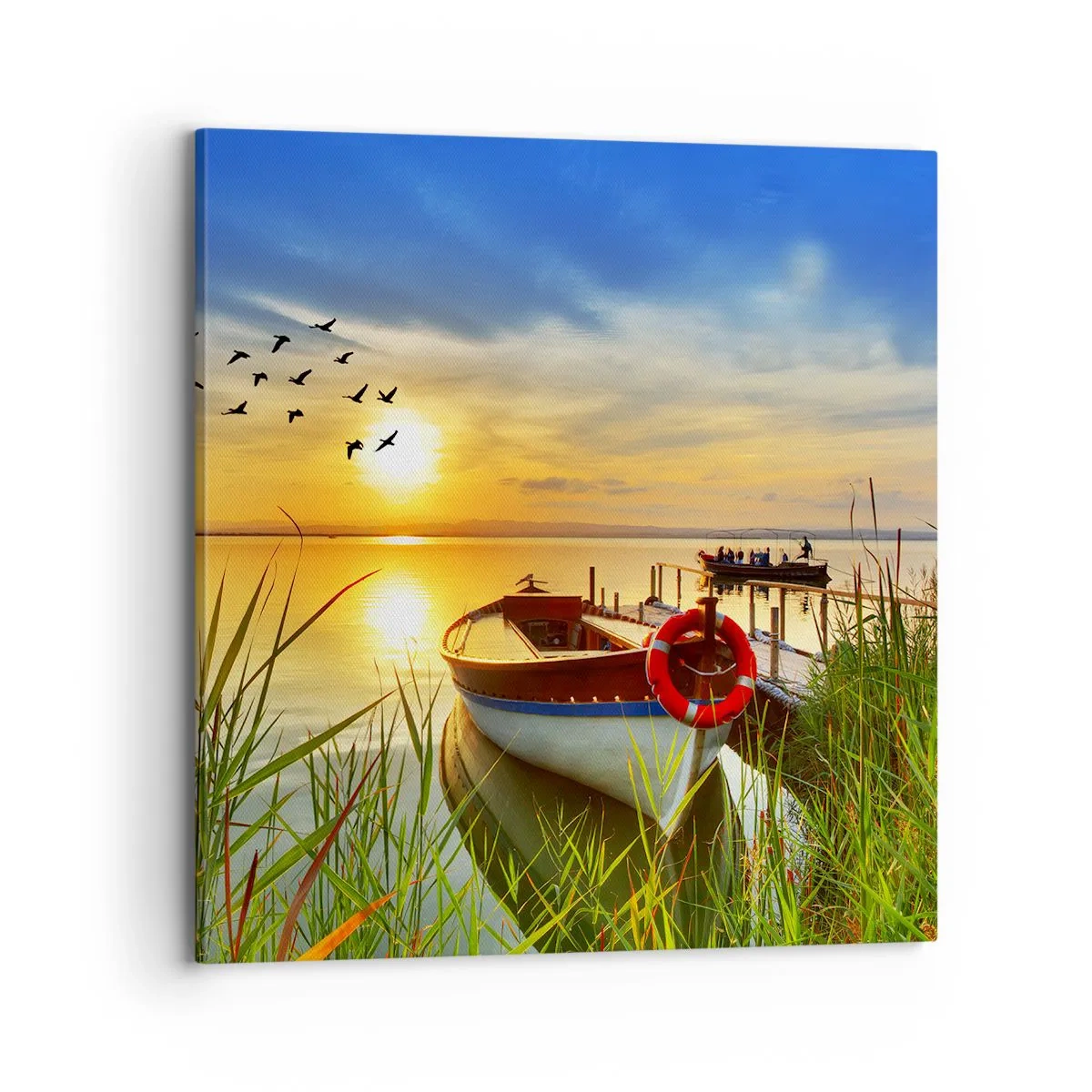 Bild auf Leinwand - Leinwandbild - Die Kormorane fliegen schon weg - 70x70 cm