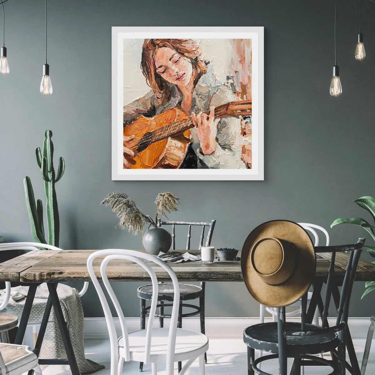Poster in einem weißen Rahmen - Konzert für Gitarre und Mädchenherz - 40x40 cm