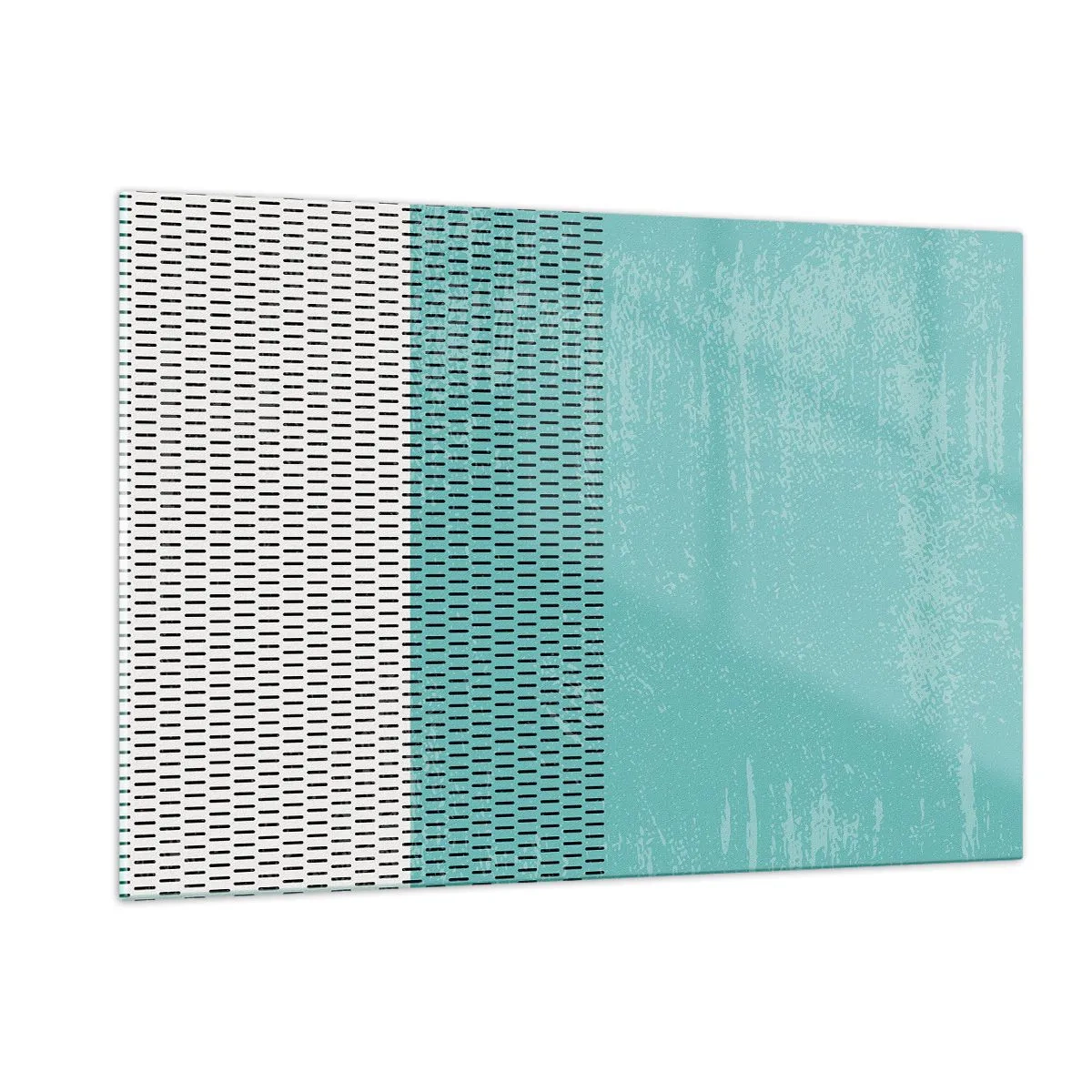 Glasbild - Bild auf glas - Moderne Abstraktion in Türkis und Weiß - 120x80cm - Eine ausgewogene Komposition - Moderne Wanddekoration für Wohnzimmer und Schlafzimmer ARTTOR