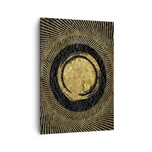 Bild auf Leinwand - Leinwandbild - Geometrische Komposition in Schwarz und Gold mit Strahlen - 50x70cm - Glamour-Komposition - Moderne Wanddekoration für Wohnzimmer und Schlafzimmer ARTTOR