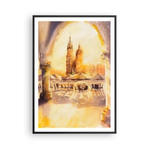Poster in einem schwarzem Rahmen - Östlich über dem Krakauer Marktplatz - 70x100 cm