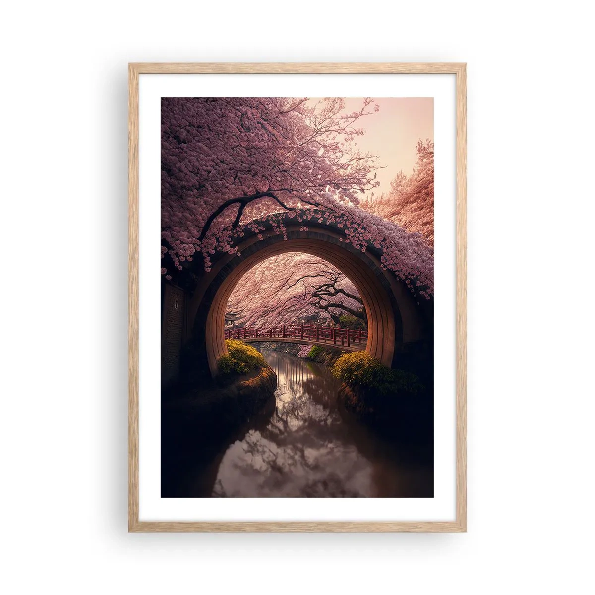 Poster in einem Rahmen aus heller Eiche - Japanischer Frühling - 50x70 cm