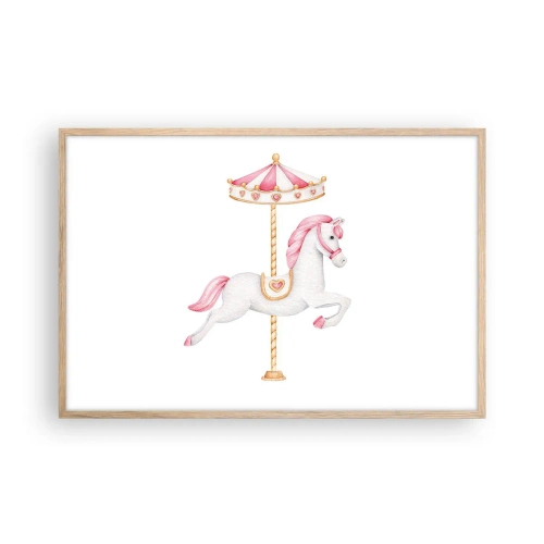 Poster in einem Rahmen aus heller Eiche - Er legte los - 91x61 cm