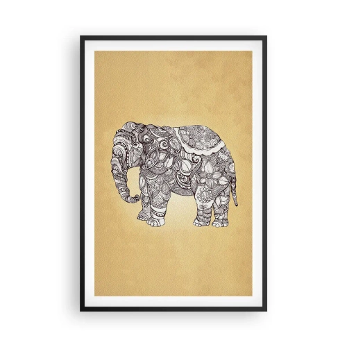 Poster in einem schwarzem Rahmen - Elefant verhüllte sich - 61x91 cm