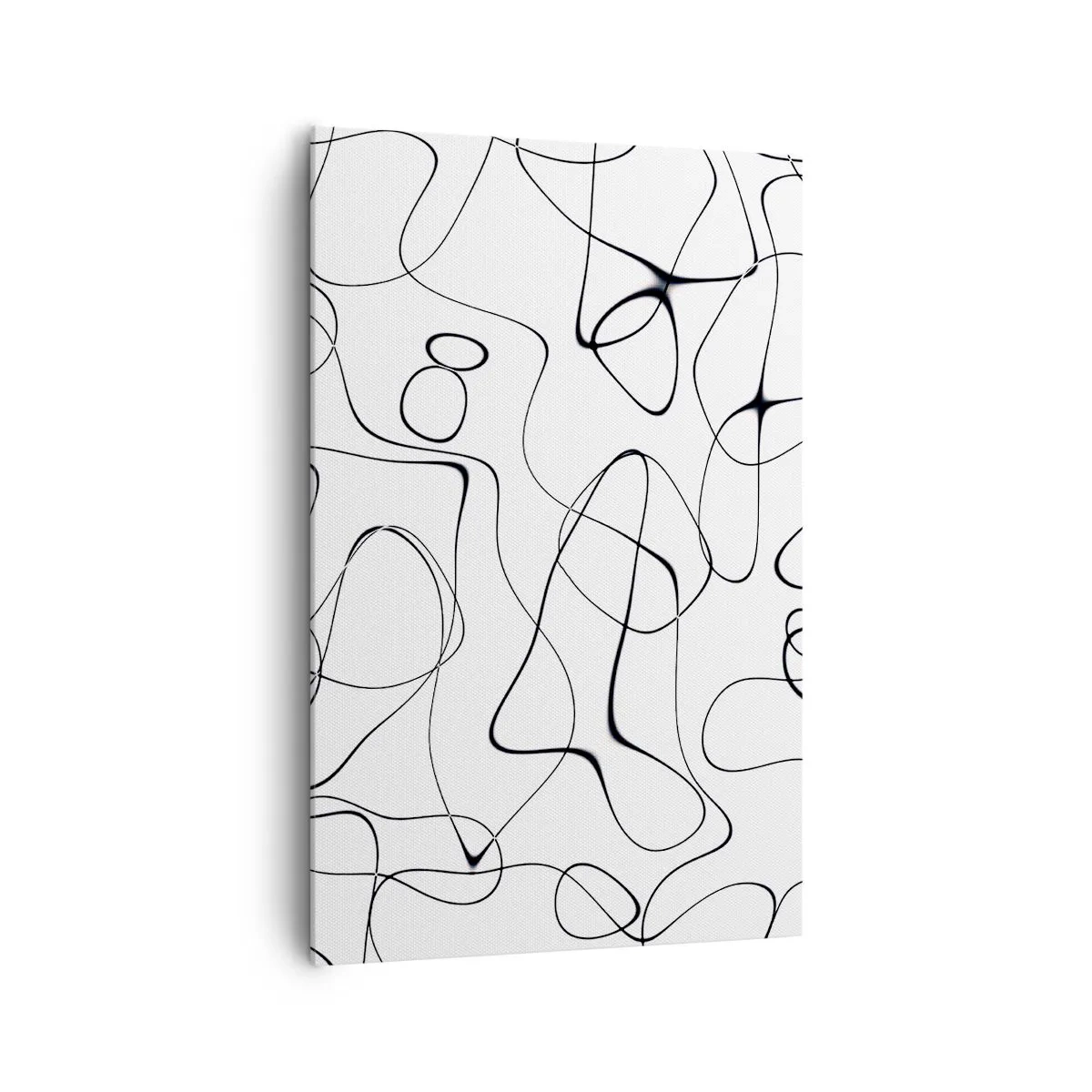 Bild auf Leinwand - Leinwandbild - Abstrakte schwarze Linien auf weißem Hintergrund im minimalistischen Stil - 80x120cm - Lebenswege, Wechselfälle - Moderne Wanddekoration für Wohnzimmer und Schlafzimmer ARTTOR