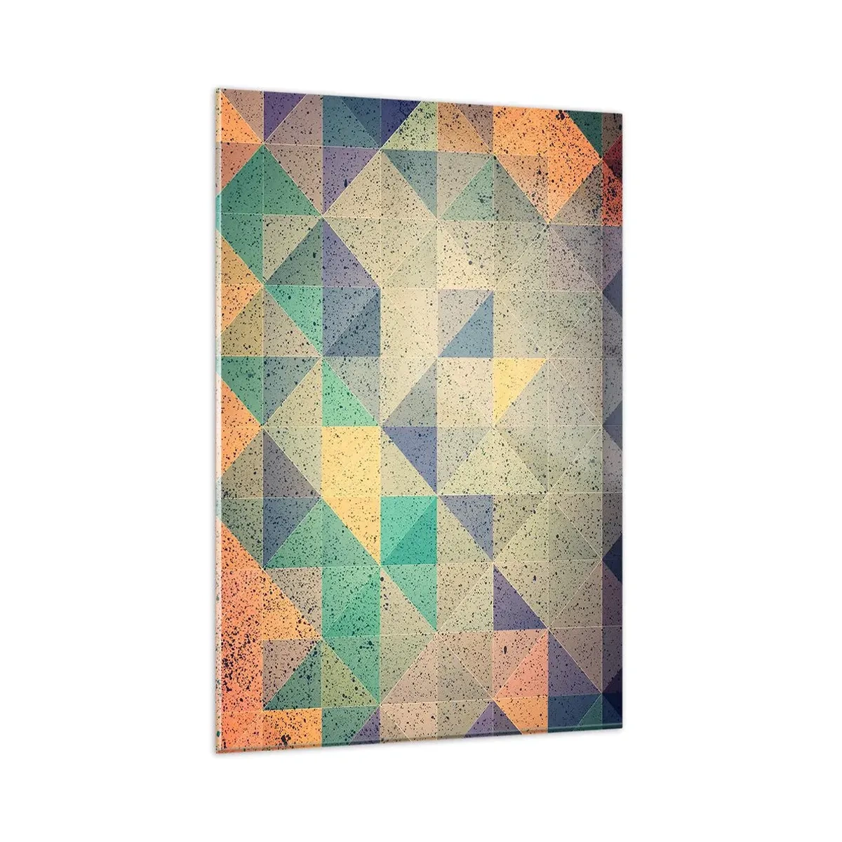 Glasbild - Bild auf glas - Eine farbenfrohe Komposition aus geometrischen Dreiecken in Pastelltönen. - 80x120cm - Republik der Dreiecke - Moderne Wanddekoration für Wohnzimmer und Schlafzimmer ARTTOR