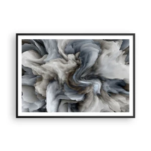 Poster in einem schwarzem Rahmen - Abstrakter Wirbel in Grau- und Blautönen - 100x70cm - Stein und Blume - Moderne Wanddekoration für Wohnzimmer und Schlafzimmer ARTTOR