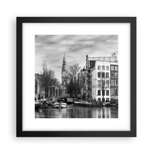 Poster in einem schwarzem Rahmen - Amsterdamer Atmosphäre - 30x30 cm