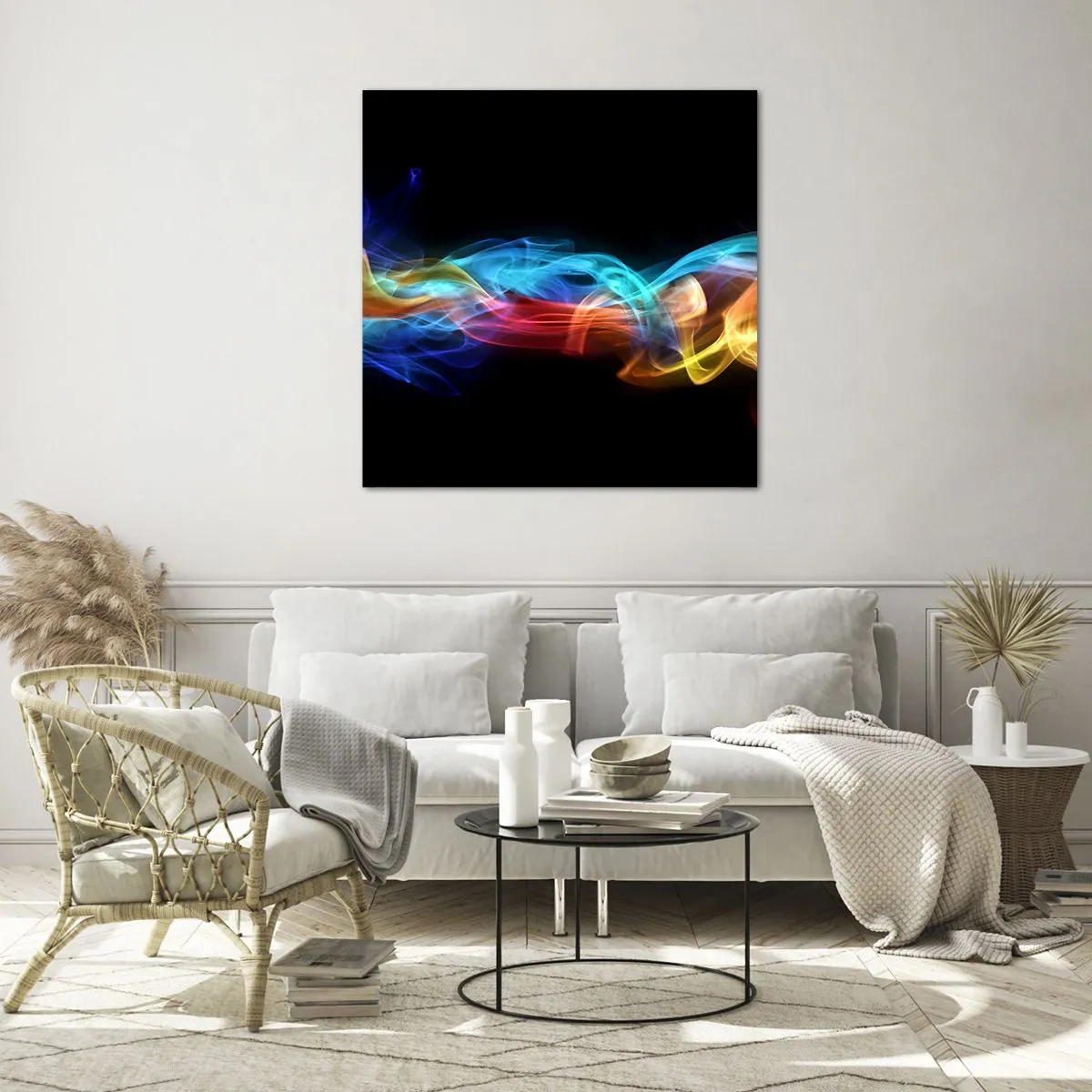 Glasbild - Bild auf glas - Regenbogentanz der Nebel - 30x30 cm