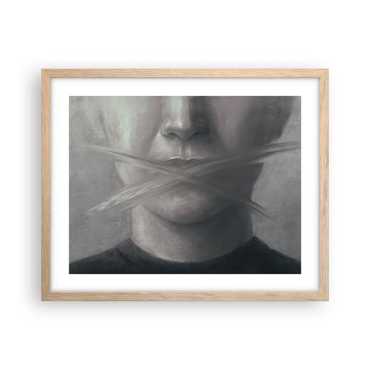 Poster in einem Rahmen aus heller Eiche - Ohne ein Wort - 50x40 cm