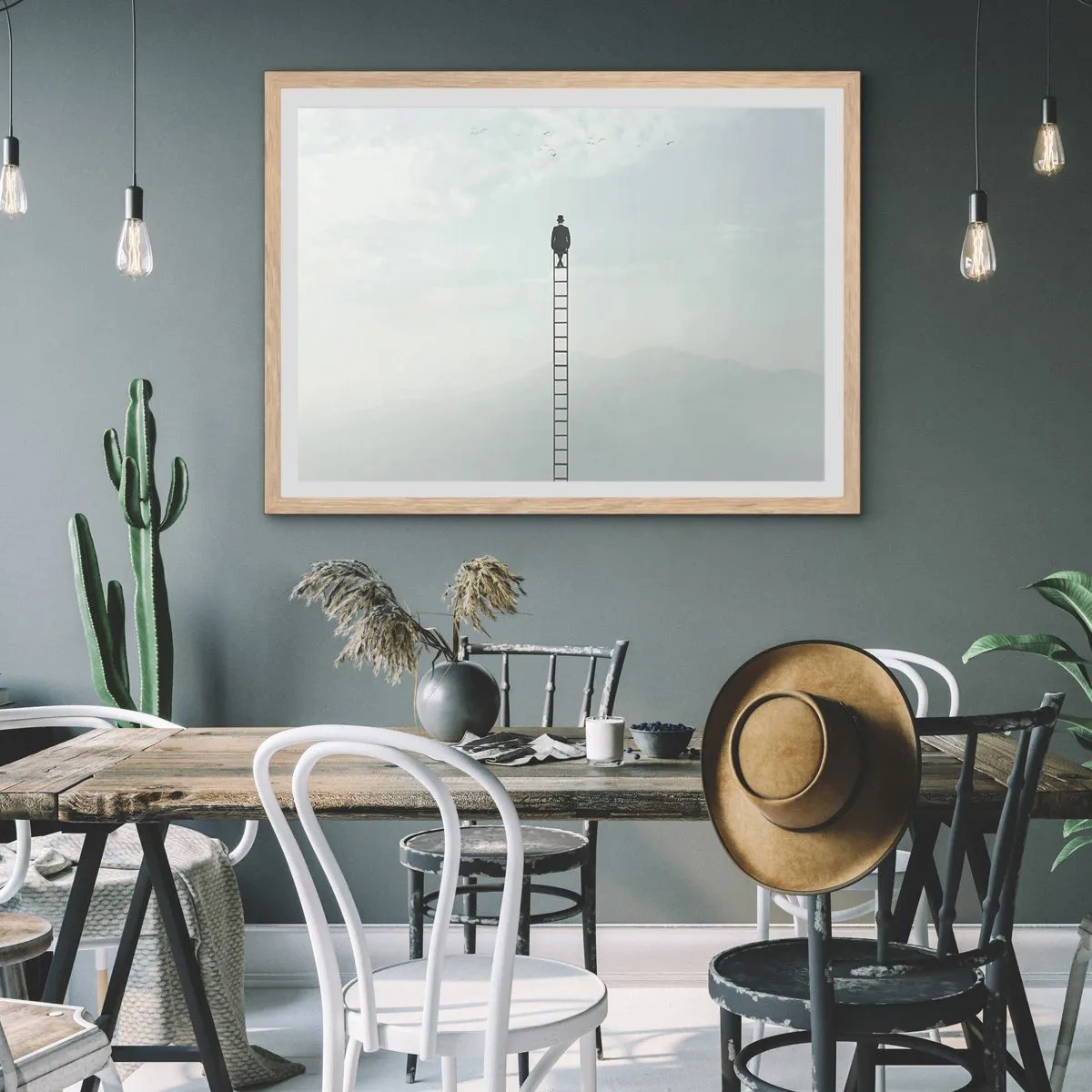 Poster in einem Rahmen aus heller Eiche - Erhebe dich darüber! - 70x50 cm