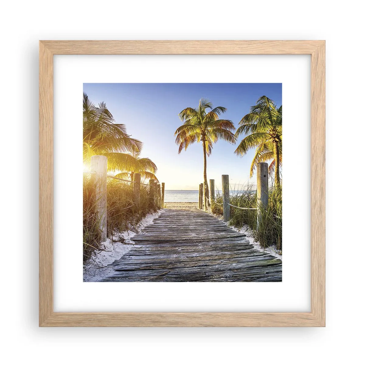 Poster in einem Rahmen aus heller Eiche - Direkt ins Paradies - 30x30 cm