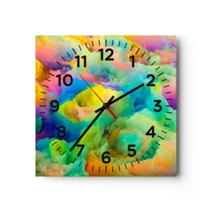Wanduhr - Glasuhr - Regenbogen unten - 30x30 cm