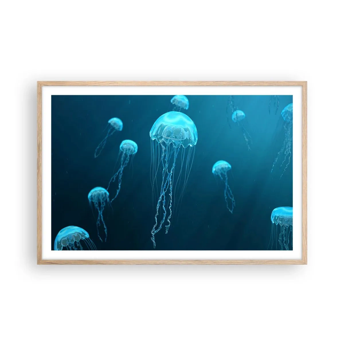 Poster in einem Rahmen aus heller Eiche - Ozeantanz - 91x61 cm
