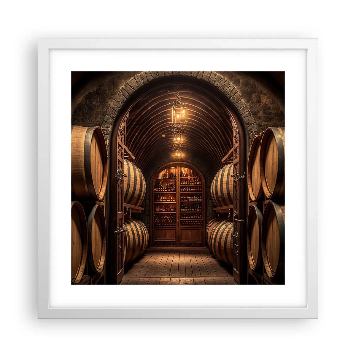 Poster in einem weißen Rahmen - Stimmungsvoller Keller - 40x40 cm