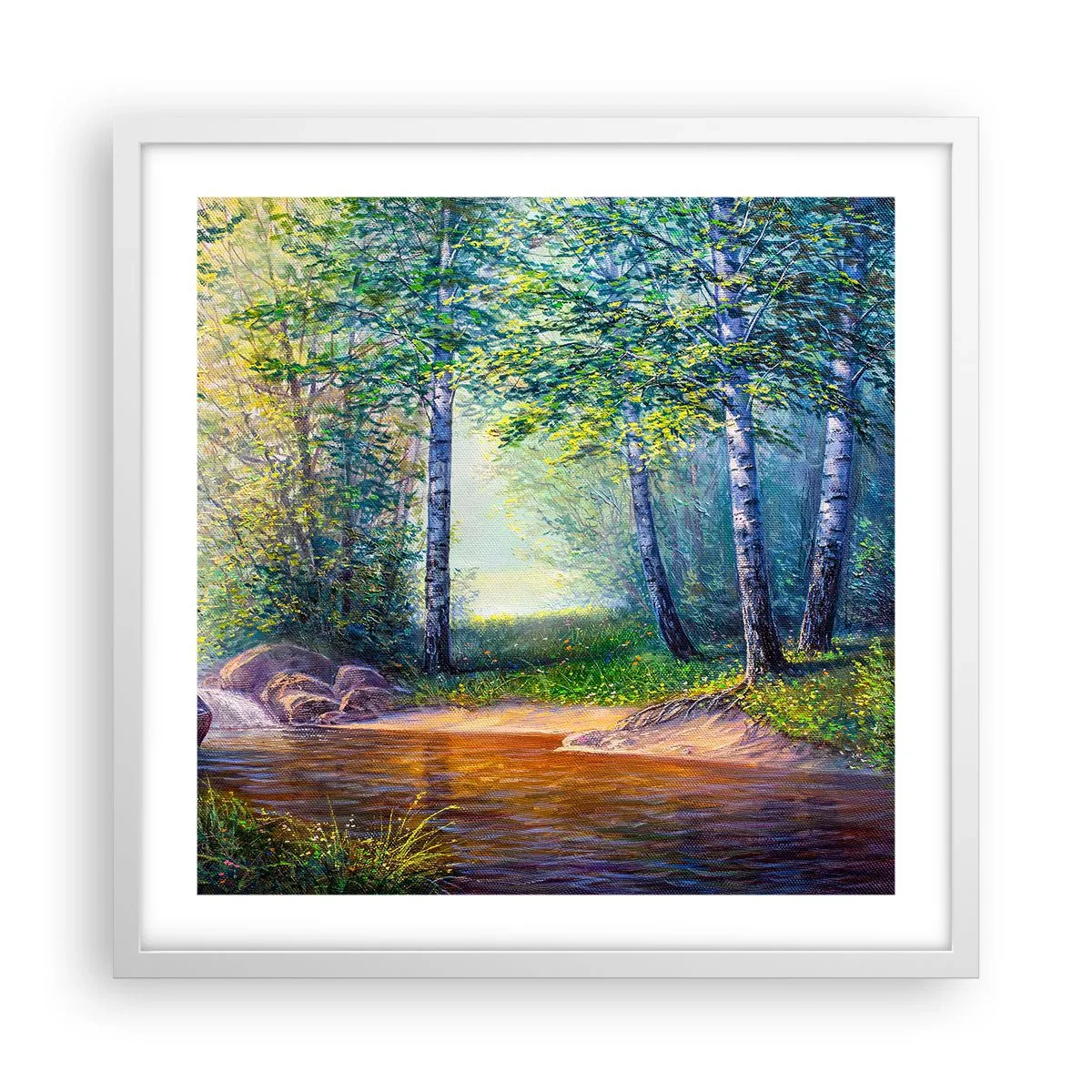 Poster in einem weißen Rahmen - Idyllische Landschaft - 50x50 cm