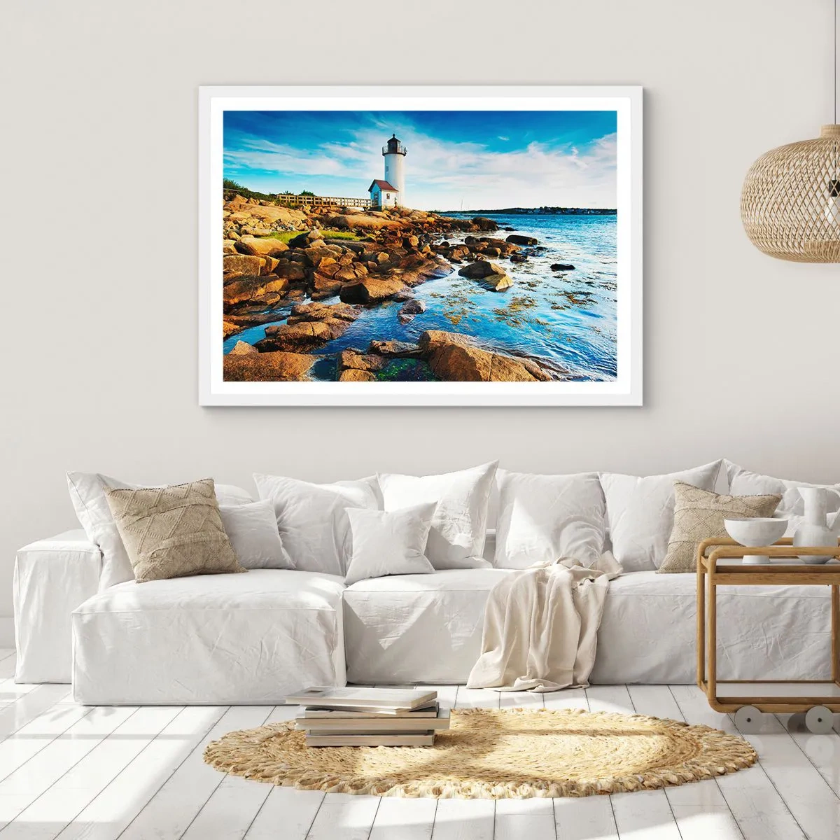 Poster in einem weißen Rahmen - Komm glücklich zurück, ich warte - 100x70 cm