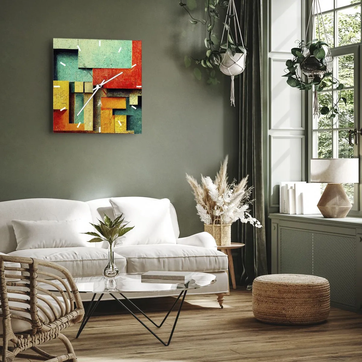 Wanduhr - Glasuhr - Festival der rechten Winkel - 30x30 cm