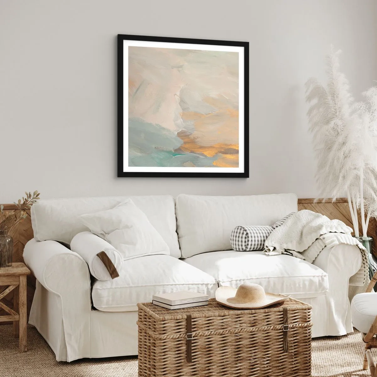 Poster in einem schwarzem Rahmen - Abstraktion – das Land der Sanftheit - 50x50 cm
