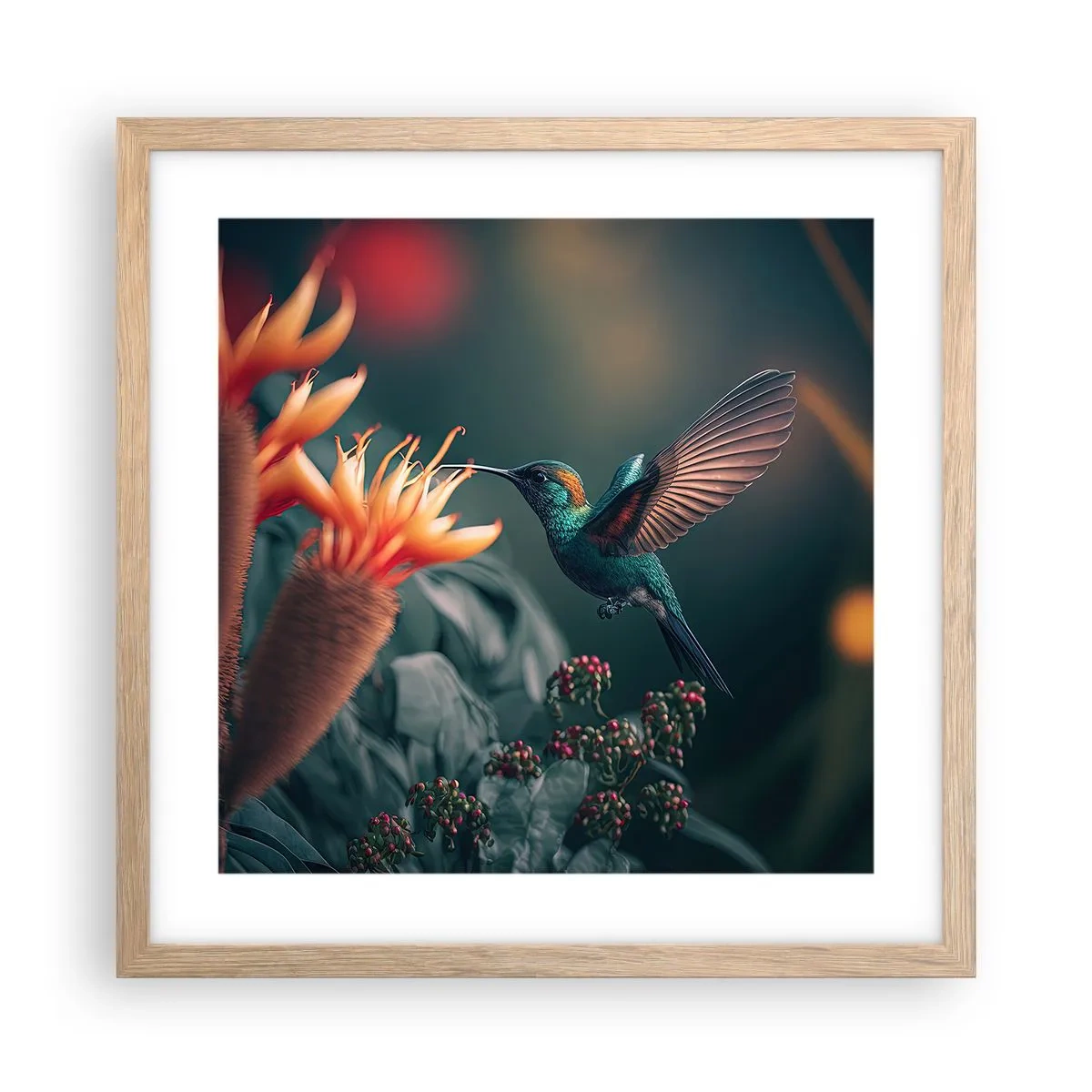 Poster in einem Rahmen aus heller Eiche - Wirklich buntes Leben - 40x40 cm