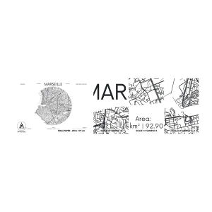 Fototapetenmuster Standard Eco - Anatomie von Marseille - Karte, Marseille, Frankreich - 100x30 cm