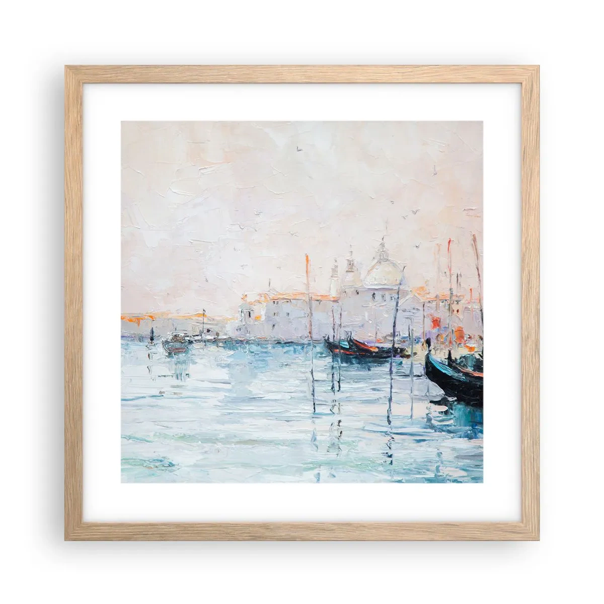 Poster in einem Rahmen aus heller Eiche - Hinter dem Wasser, hinter dem Nebel - 40x40 cm