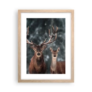 Poster in einem Rahmen aus heller Eiche - Herr des Waldes mit seiner Frau - 30x40 cm