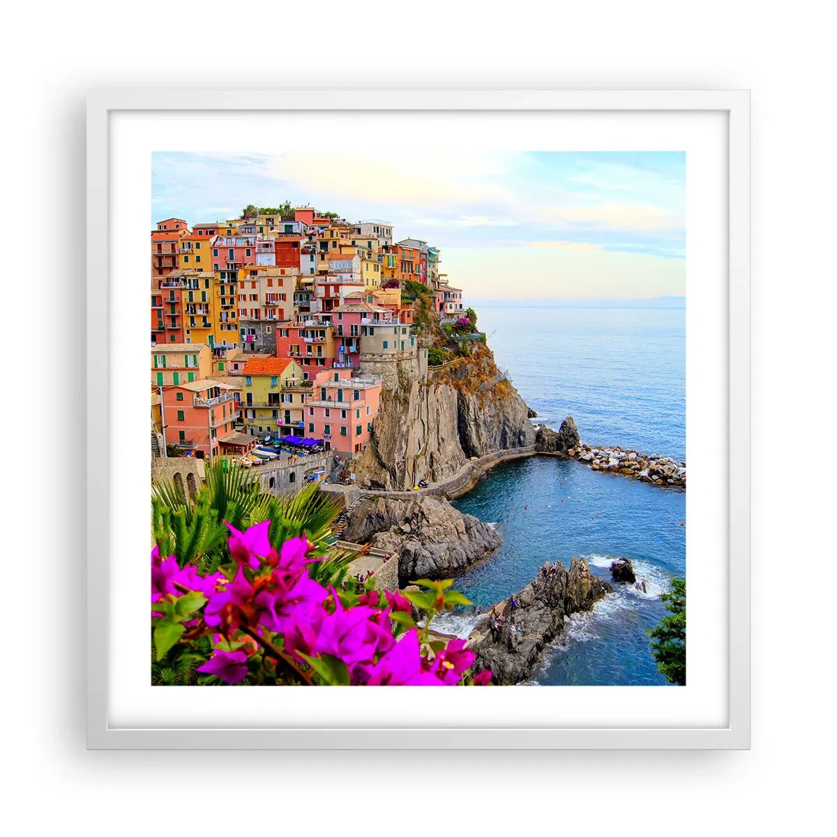 Poster in einem weißen Rahmen - Lachende Stadt - 50x50 cm