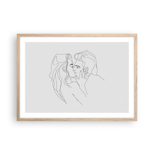 Poster in einem Rahmen aus heller Eiche - Dieselbe Linie - 70x50 cm