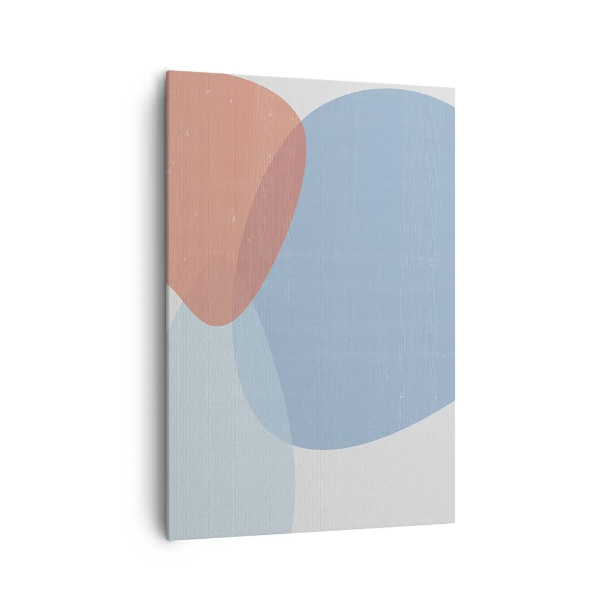 Bild auf Leinwand - Leinwandbild - Eine abstrakte Komposition in Pastelltönen von Blau und Rosa mit organischen Formen. - 70x100cm - Pastellbeziehungen - Moderne Wanddekoration für Wohnzimmer und Schlafzimmer ARTTOR