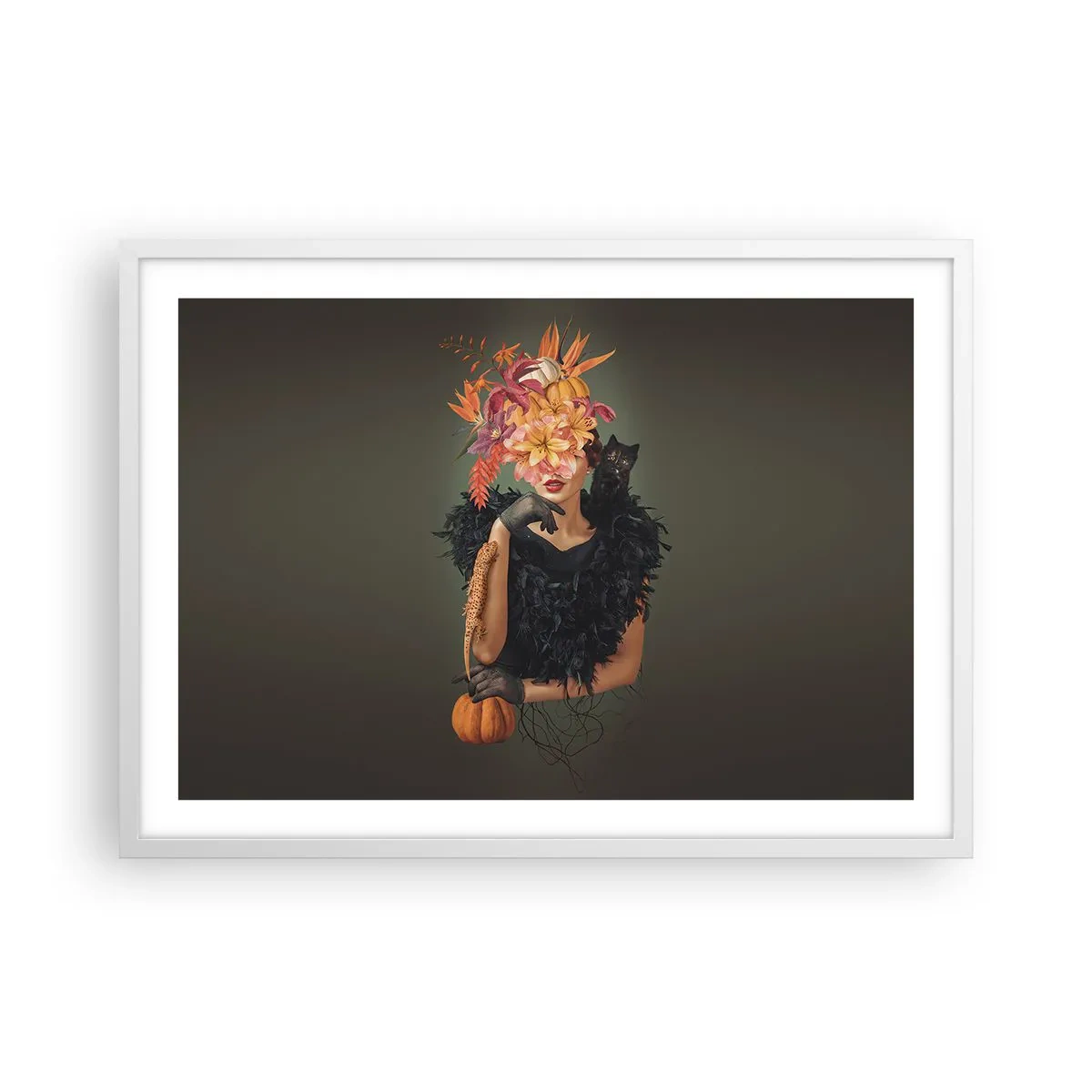 Poster in einem weißen Rahmen - Der Zauber einer Hexe - 70x50 cm