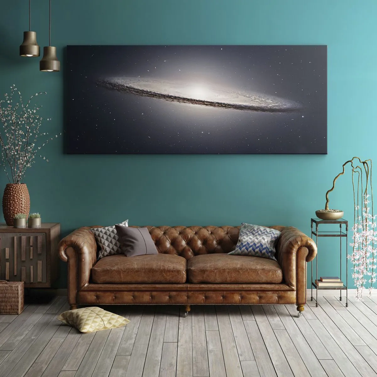 Bild auf Leinwand - Leinwandbild - Eine Spiralgalaxie vor dem Hintergrund des Sternenraums - 120x50cm - Vor langer Zeit in einer weit entfernten Galaxie ... - Moderne Wanddekoration für Wohnzimmer und Schlafzimmer ARTTOR