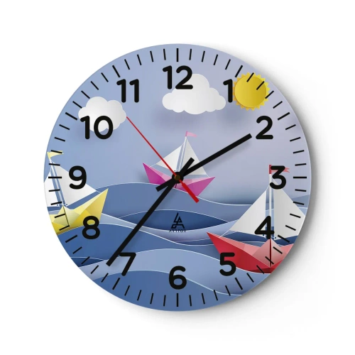 Wanduhr - Glasuhr - Ach, wie schön ist es, in den Wellen zu schwingen - 30x30 cm