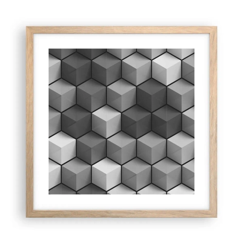 Poster in einem Rahmen aus heller Eiche - Kubistisches Puzzle - 40x40 cm