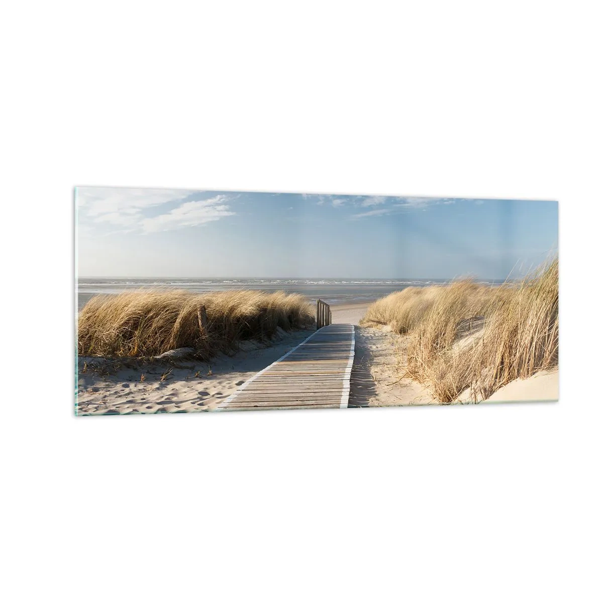 Glasbild - Bild auf glas - Hinter der Düne, im Rauschen des Grases - 100x40 cm