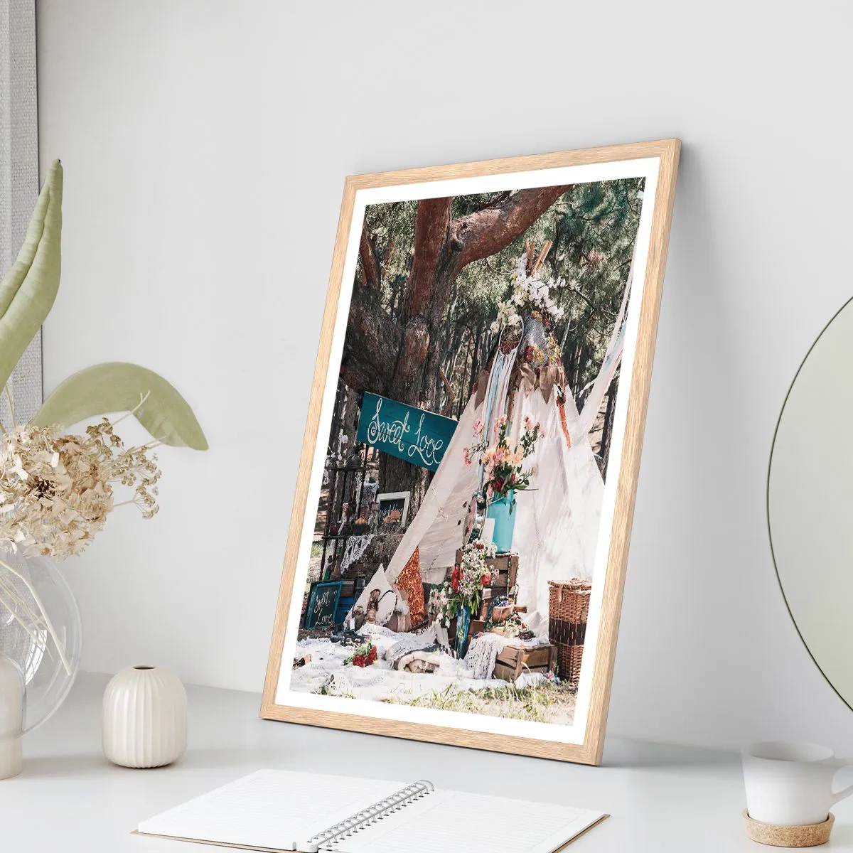 Poster in einem Rahmen aus heller Eiche - Liebe machen ... - 40x50 cm