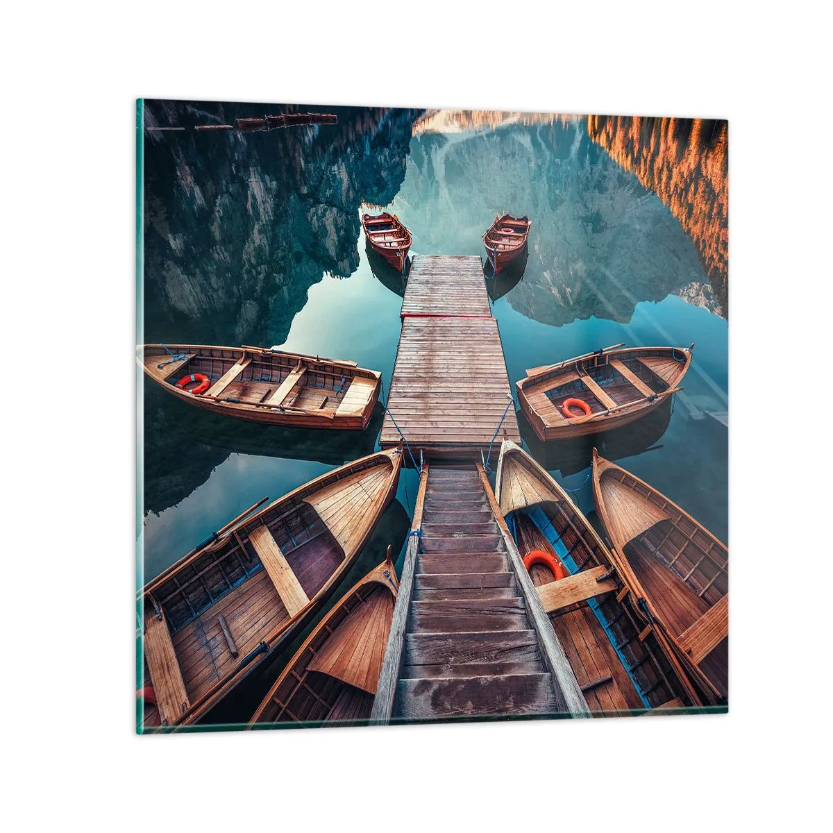 Glasbild - Bild auf glas - Ich warte am Yachthafen - 40x40 cm