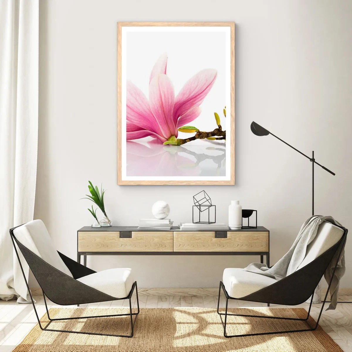 Poster in einem Rahmen aus heller Eiche - Zart wie ein Frühlingswind - 30x40 cm