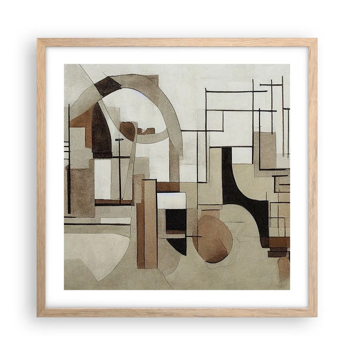 Poster in einem Rahmen aus heller Eiche - Stadtbild 2.0 - 50x50 cm