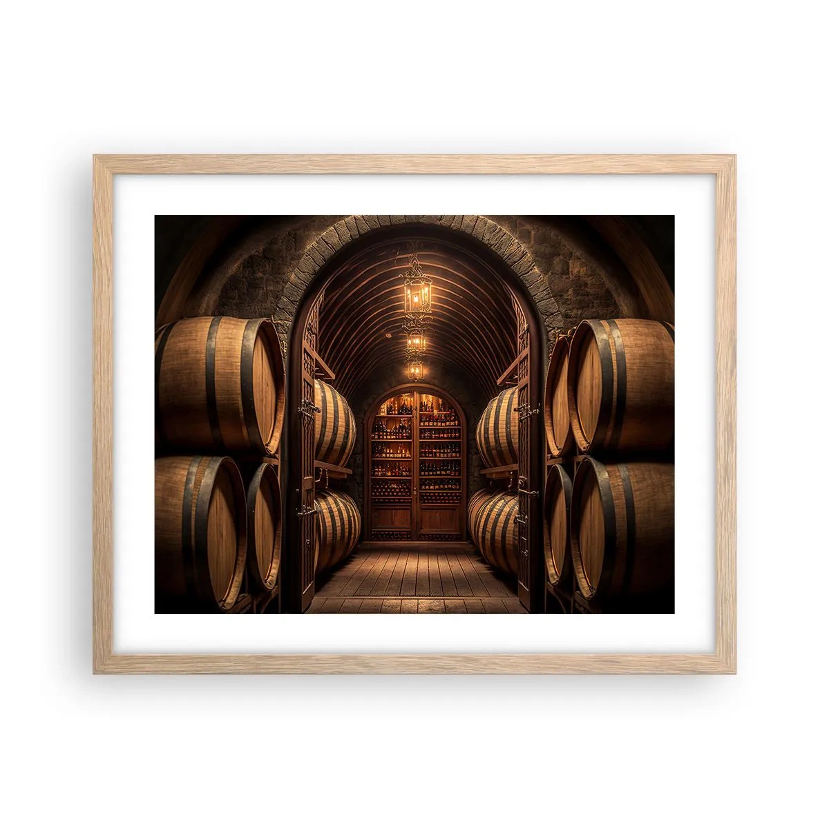 Poster in einem Rahmen aus heller Eiche - Stimmungsvoller Keller - 50x40 cm