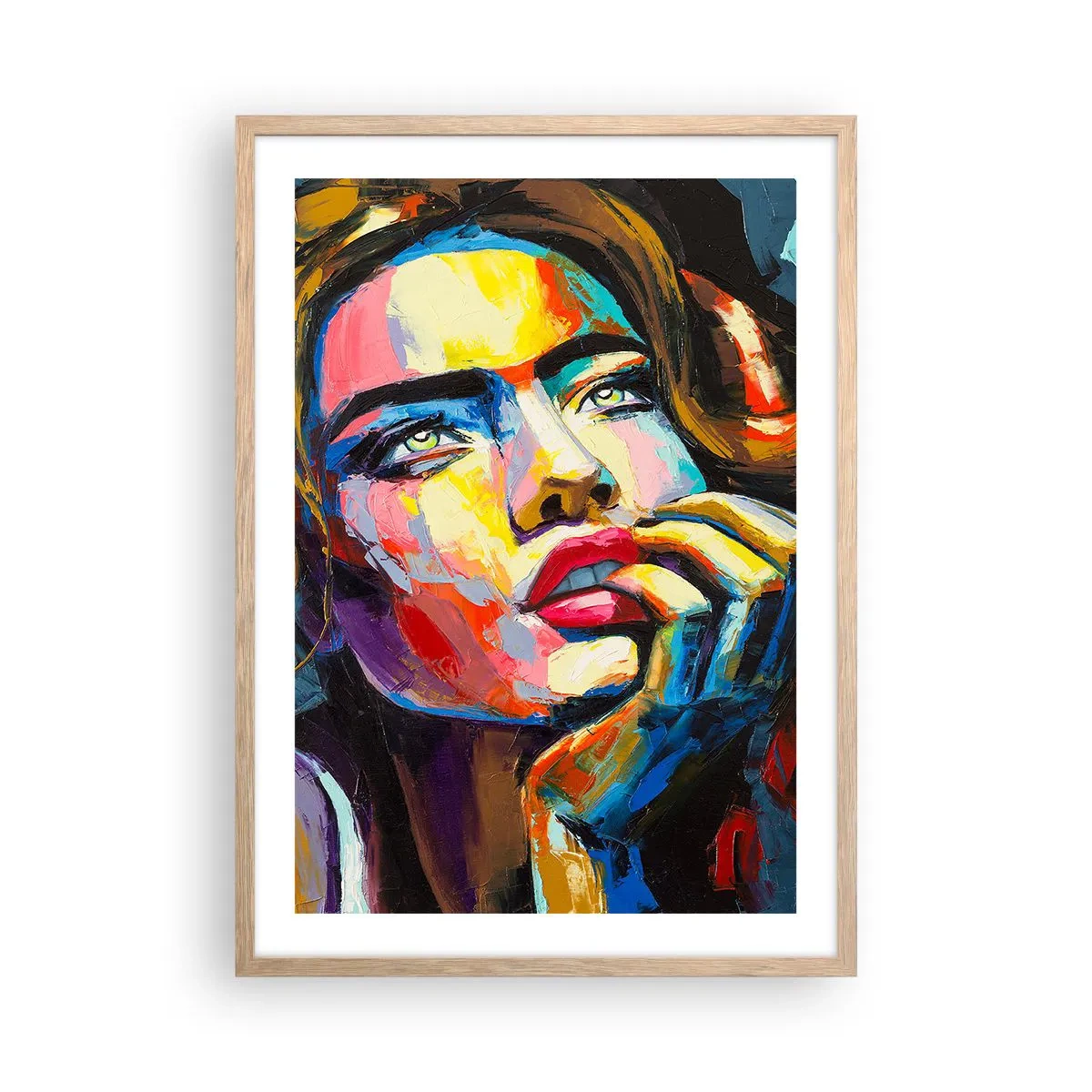 Poster in einem Rahmen aus heller Eiche - Träume fliegen am Himmel wie Vögel - 50x70 cm