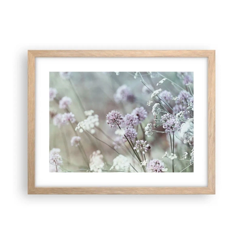 Poster in einem Rahmen aus heller Eiche - Süße filigrane Kräuter - 40x30 cm