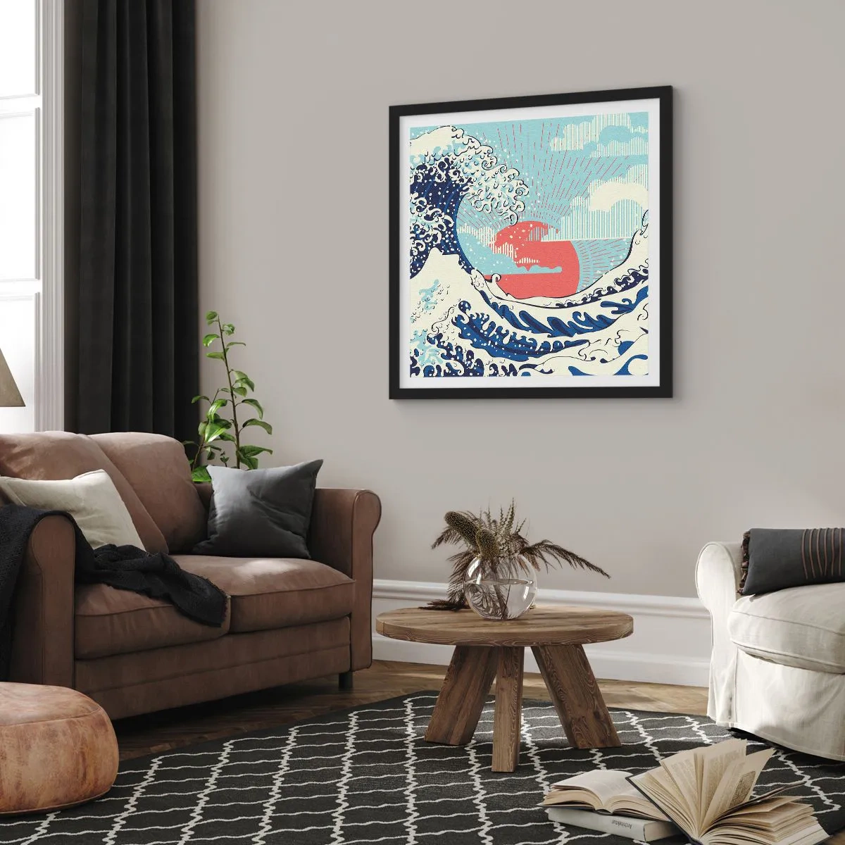 Poster in einem schwarzem Rahmen - Von japanischer Inspiration - 30x30 cm