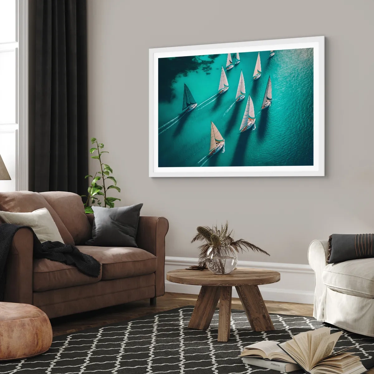 Poster in einem weißen Rahmen - Im Wettbewerb mit dem Wind - 70x50 cm