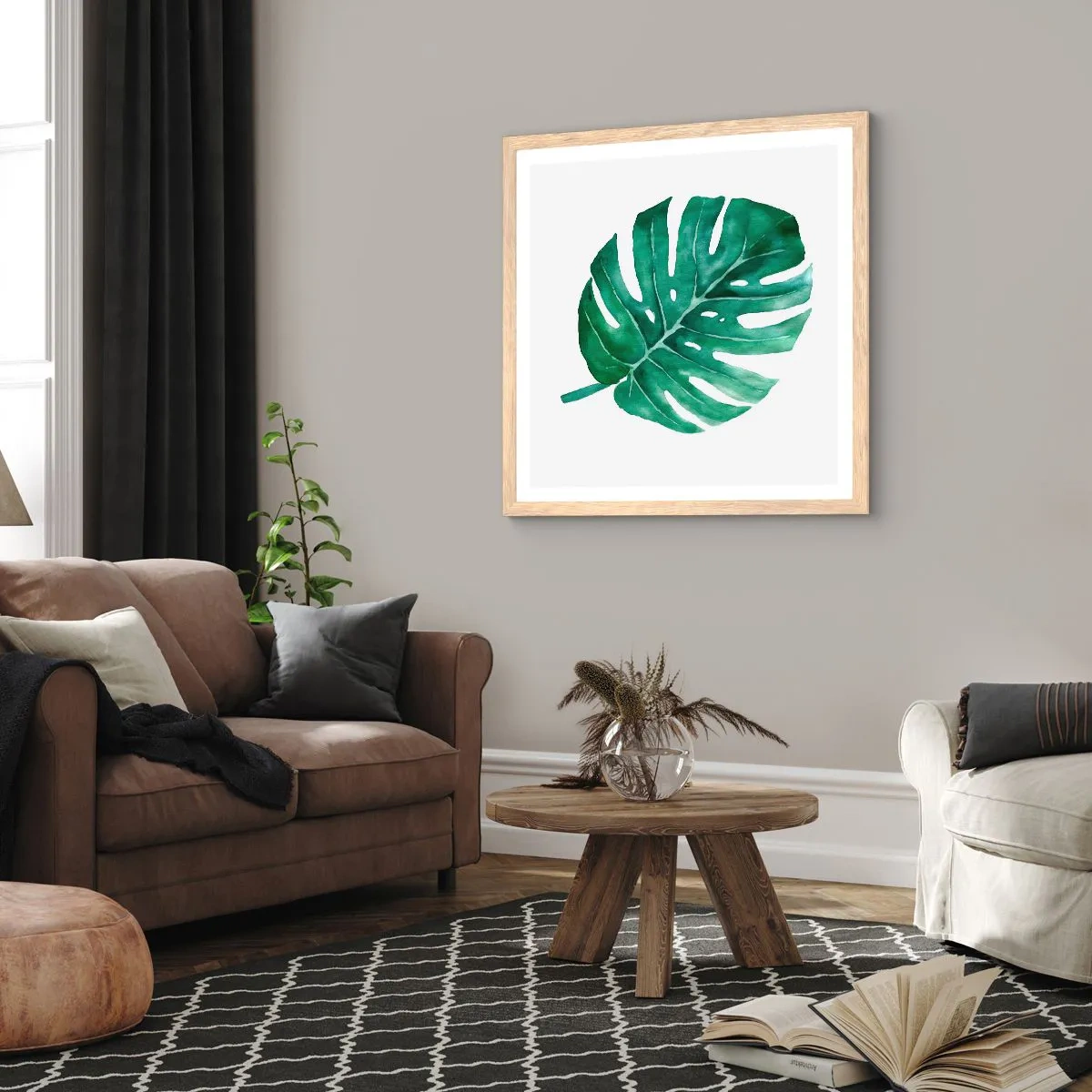 Poster in einem Rahmen aus heller Eiche - Grünes Konzept - 30x30 cm