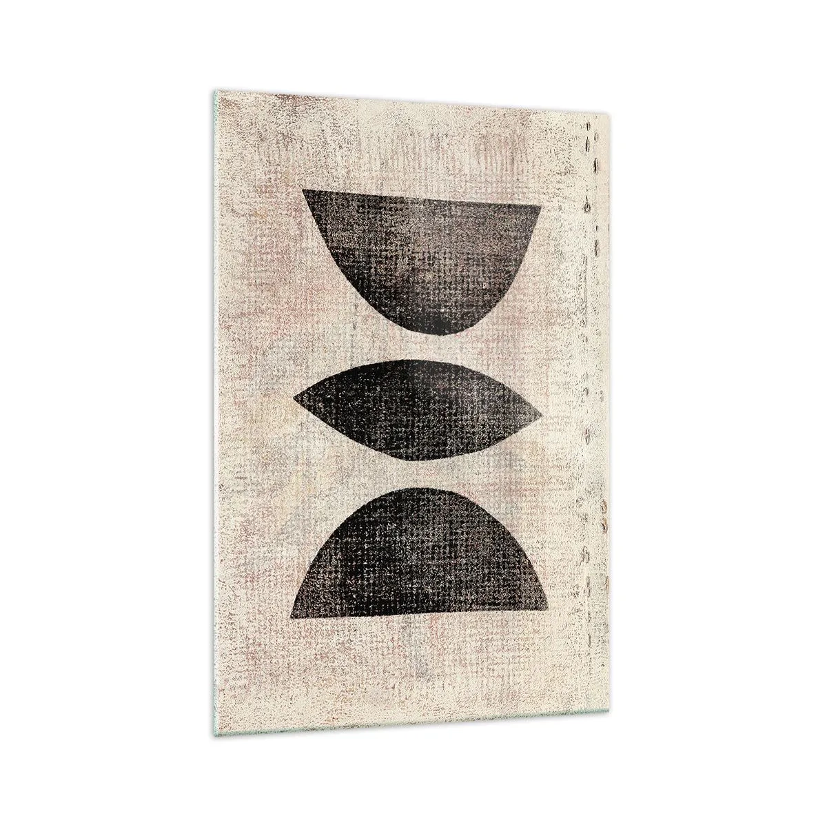 Glasbild - Bild auf glas - Ethnische Formen in dunklen Tönen auf hellem Hintergrund - 70x100cm - Ethnische Abstraktion - Moderne Wanddekoration für Wohnzimmer und Schlafzimmer ARTTOR