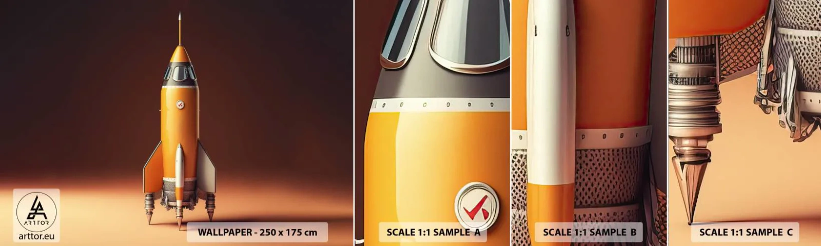 Fototapeten Muster Selbstklebend Deluxe Sticker - Es beginnt mit einem Traum - Eine Weltraumrakete, Bleistift, Wissenschaft - 100x30 cm