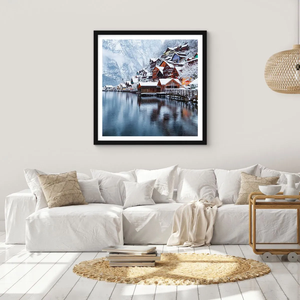 Poster in einem schwarzem Rahmen - In winterlicher Dekoration - 40x40 cm