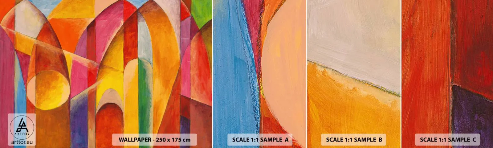 Fototapetenmuster Standard Eco - Kathedrale der Sonne - Abstraktion, Stück, Moderne Kunst - 100x30 cm