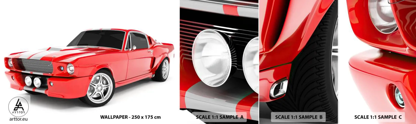 Fototapetenmuster Standard Eco - Ein Mustang so schnell wie der Wind - Automobil, Oldtimer, Mustang-Auto 1967 - 100x30 cm